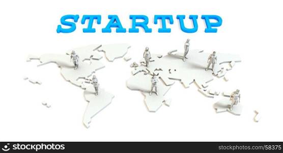 Startup Global Business Abstract with People Standing on Map. Startup Global Business