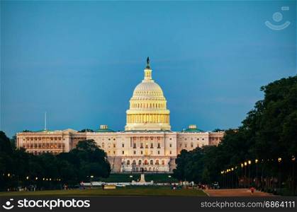 State Capitol building in Washington, DC in the evening