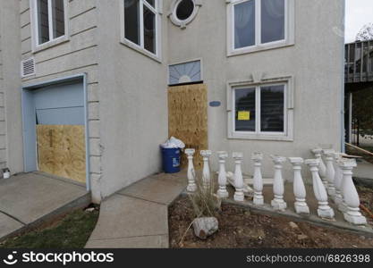 STATEN ISLAND, USA - NOVEMBER 4: The images of devastation caused by the Hurricane Sandy and rescue services response November 4, 2012 on the streets of Staten Island, USA.