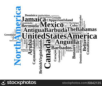 States and territories in North America word cloud concept