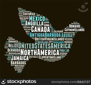 States and territories in North America word cloud concept