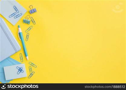 stationary composition yellow background with copy space. Resolution and high quality beautiful photo. stationary composition yellow background with copy space. High quality and resolution beautiful photo concept