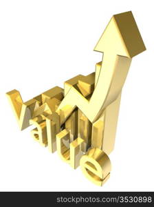 Statistics graphic in gold - 3d made