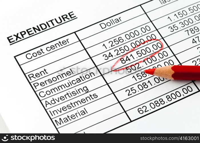 statistics with figures in red on an american language