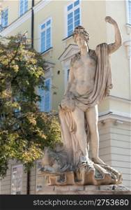 statue Amphitrite. The old area of the city of Lvov. Ukraine