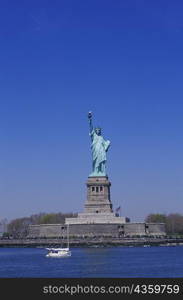 Statue at the waterfront, Statue Of Liberty, New York City, New York State, USA