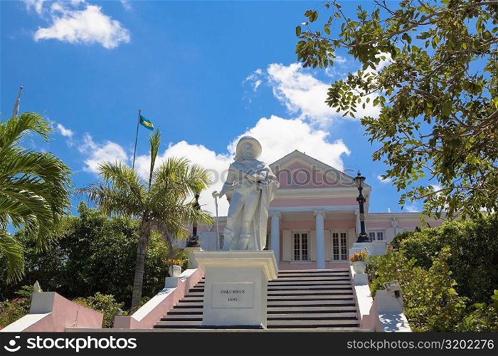 Statue in front of a building, Christopher Columbus Statue, Government House, Nassau, Bahamas