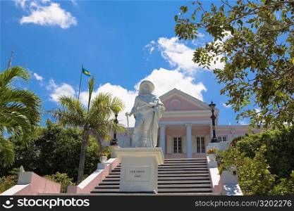 Statue in front of a building, Christopher Columbus Statue, Government House, Nassau, Bahamas