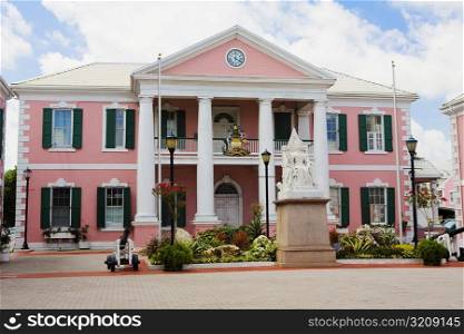 Statue in front of a government building, Parliament, Nassau, Bahamas