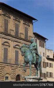 Statue in square, Florence, Tuscany, Italy