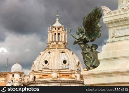 Statue of a winged woman in the monument to Victor Emmanuel II. Piazza Venezia, Rome
