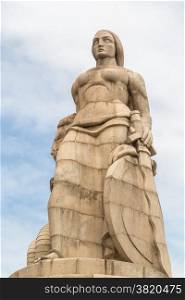 Statue of a woman with a sword and shield on one side and a serpent on the other, erected to commemorate those the Portuguese who died during the first world war ? Maputo, Mozambique
