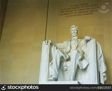Statue of Abraham Lincoln. Statue of Abraham Lincoln at the Lincoln Memorial Washington DC USA