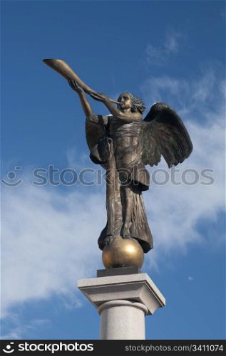 Statue of an angel at Uzupio, a bohemian and artistic district in Vilnius, Lithuania.