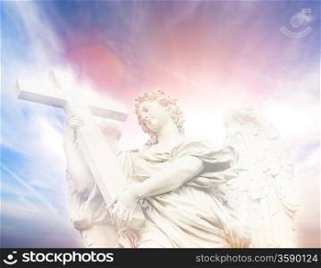 Statue of Angel on the Sant&acute;Angelo Bridge (Italy, Rome)