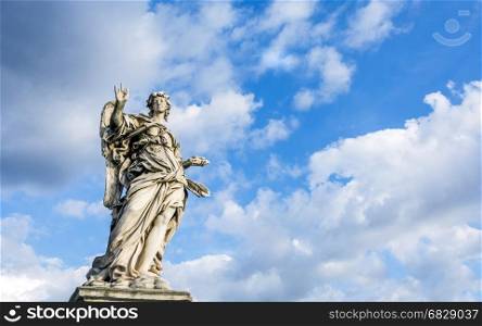 Statue of Angel with the Nails on Ponte Sant'Angelo in Rome. Every statue of angel on the bridge bears the instruments of Christ's passion and were executed by Bernini's students