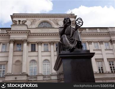 Statue of astromoner Copernicus in Warsaw Poland in front of Academy of Science
