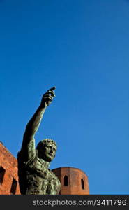 Statue of Cesare Augustus in Torino - Italy: concept of leadership