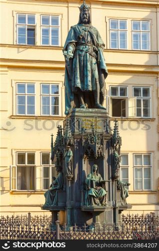 Statue of Charles IV or Karel IV, Holy Roman Emperor, near Charles Bridge, Prague, Czech Republic.