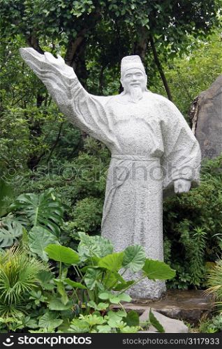 Statue of chinese poet in park, Guilin, China