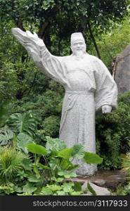 Statue of chinese poet in park, Guilin, China