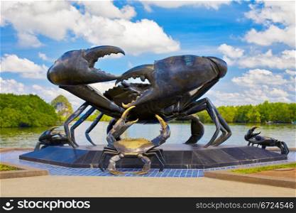 statue of crabs in Krabi, symbol of town, Thailand