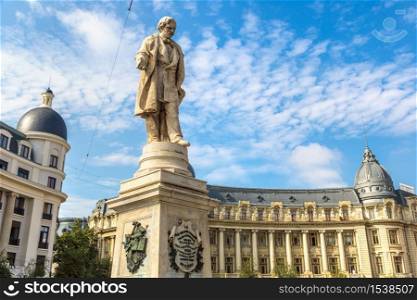 Statue of George Lazar in a summer day in Bucharest, Romania