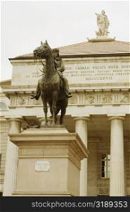 Statue of Giuseppe Garibaldi in front of a theatre, Piazza De Ferrari, Teatro Carlo Felice, Genoa, Italy