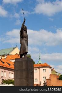 Statue of Jan Kilinski in Old Town Warsaw in Poland