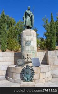 Statue of King Afonso Henriques by the Sacred Hill in the city of Guimaraes. The first king of Portugal in the 12th century. UNESCO World Heritage Site.