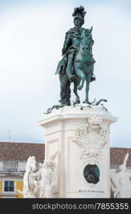 Statue of King Jose I at Praca do Comercio Commerce Square in Lisbon, Portugal