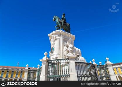 Statue of King Jose I in Lisbon, Portugal in a beautiful summer day