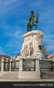 Statue of King Jose I in Lisbon, Portugal in a beautiful summer day