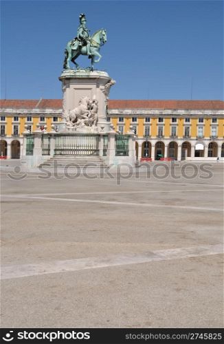 statue of King Jose I in the center of the famous Commerce Square also known as Terreiro do Paco in Lisbon, Portugal