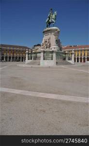 statue of King Jose I in the center of the famous Commerce Square also known as Terreiro do Paco in Lisbon, Portugal
