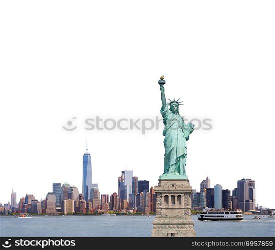 Statue of Liberty in New York City on white background, USA