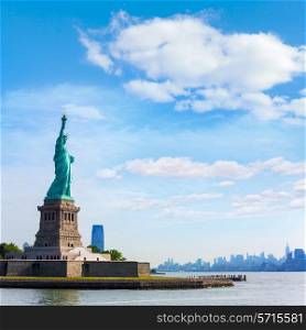 Statue of Liberty New York Manhattan background USA US