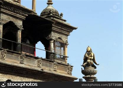 Statue of Narayan near hindu temple in Patan, Nepal