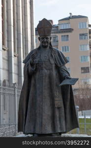 Statue of Pope John XXIII in front the Cathedral of St Joseph, Sofia, Bulgaria