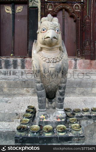 Statue of sacred bird near temple Changu Narayan near Bhaktapur, Nepal