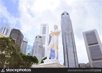 "Statue of Sir Tomas Stamford Raffles - best known for his founding of the city of Singapore. He is often described as the "Father of Singapore"."