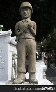 Statue of soldier near wat Arun in Bangkok, Thailand