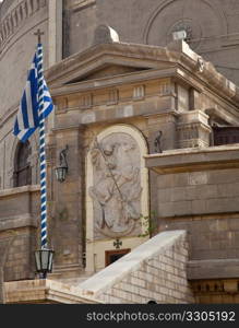 Statue of St George in Coptic Christian building in Cairo, Egypt