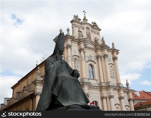 Statue of Stefan Wyszynski, prelate of poland outside St Josephs church in Warsaw