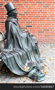 Statue of the Danish autor Hans Christian Andersen in Odense, Denmark