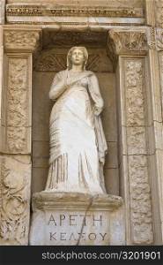 Statue on a wall, Celsus Library, Ephesus, Turkey