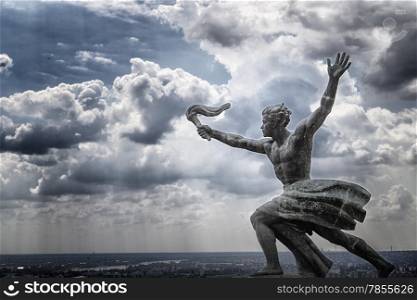 Statue over danube in Budapest in Hungary:
