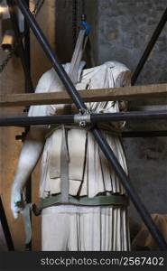 Statue under restoration in Capitolini Museum, Rome, Italy.
