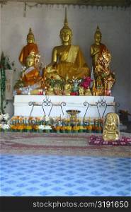 Statues of Buddha in a temple, That Luang, Vientiane, Laos