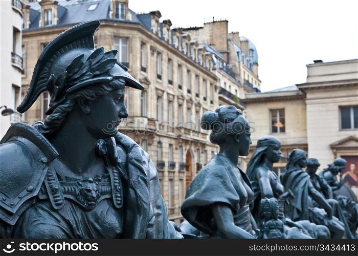 Statues of six continets in front of Orsay Museum